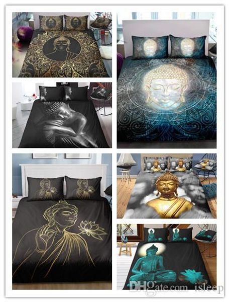 

3d printed buddha 2 3 pcs bedding set with pillowcase for gift all size