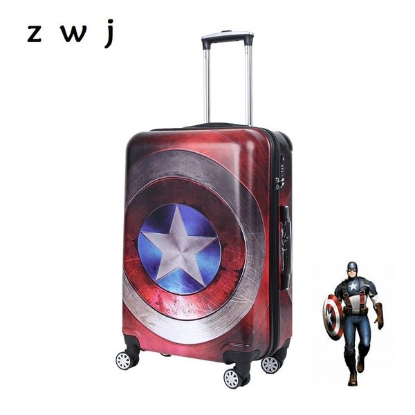 

2017 new style rolling luggage trolley suitcases travel bag for marvel heroes fans