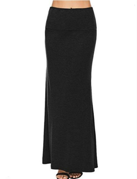 

woman modal 2019 summer wear casual long pendulum half-body skirt, Black
