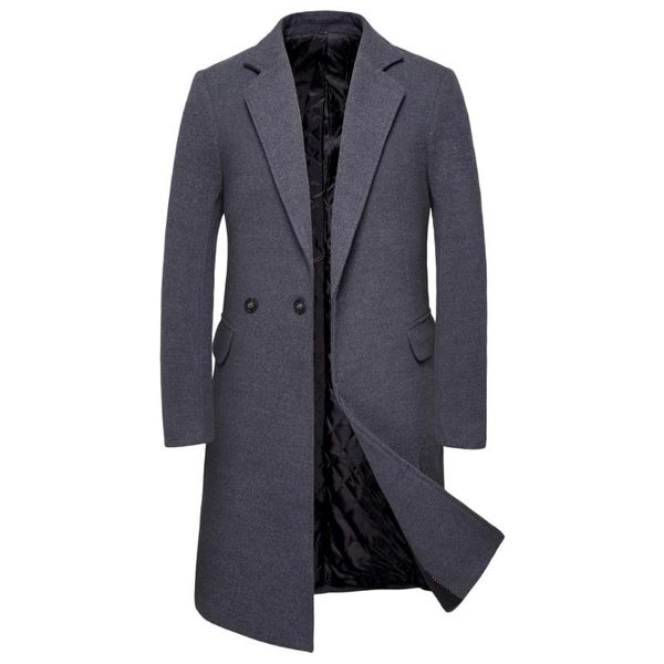 

men's wool & blends muqgew 2021 clothing casual trench coat fashion business long slim overcoat jacket outwear jaqueta masculino, Black