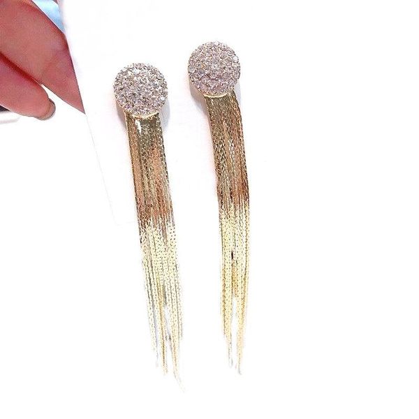 

long tassel earrings for women party statement rhinestone fashion jewelry gold color korean earings bijoux, Golden