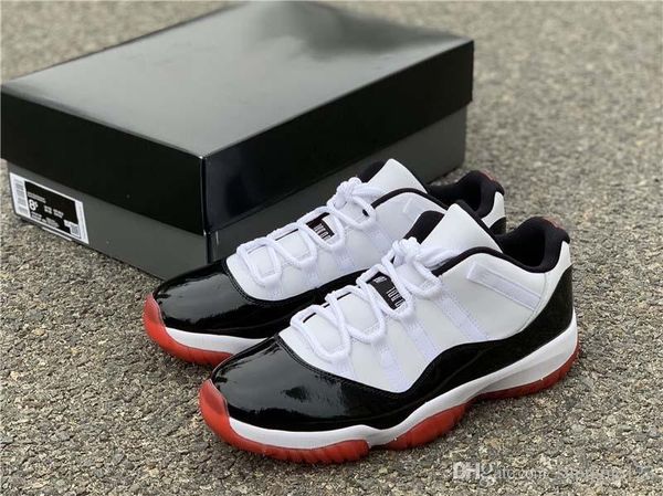 

air authentic 11 low white bred man basketball shoes 11s men black true red retro athletic sneakers with original box av2187-160