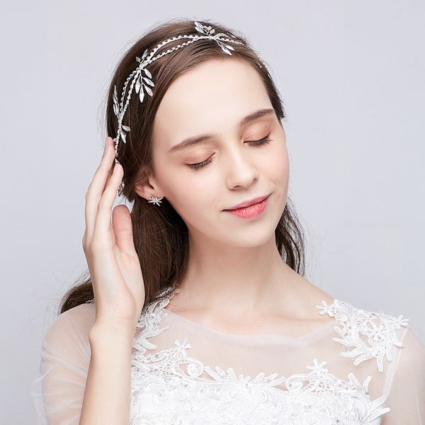 

fairy bride headdress korean white alloy hair band 2019 new hair accessories wedding accessories wedding jewelry, Golden;white