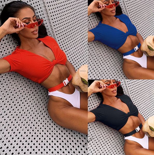 

women bikinis solid bikini push up 2019 bathing suits women short high waist swimsuit swimwear biquini, White;black