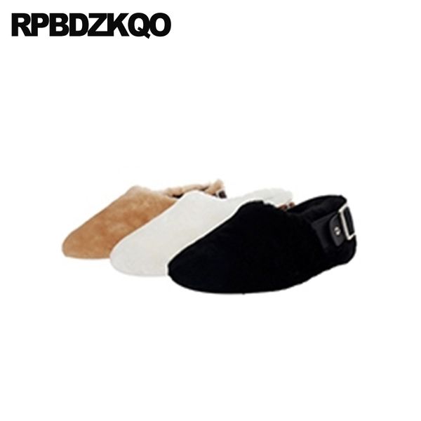 

black winter brown shoes china large size white women drop shipping slip on chinese flats 2020 ladies fur round toe