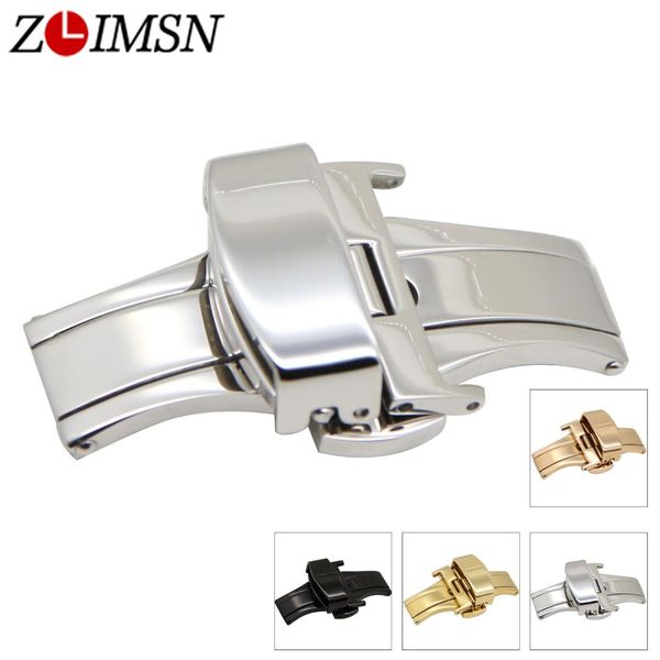 

zlimsn оптовая кнопка дважды нажмите fold автоматическая клипсу ремешок из нержавеющей стали застежка relojes hombre, Black;brown