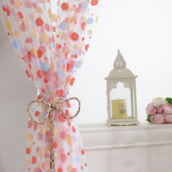 2019 Factory Price Polka Dots Drape Panel Sheer Scarf Valance