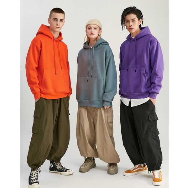 

19 новая тенденция бренда дизайнер балахон inf моды спортивные мужские толстовки прилив бренда высокого качества хлопка сплошной цвет дикий, Black