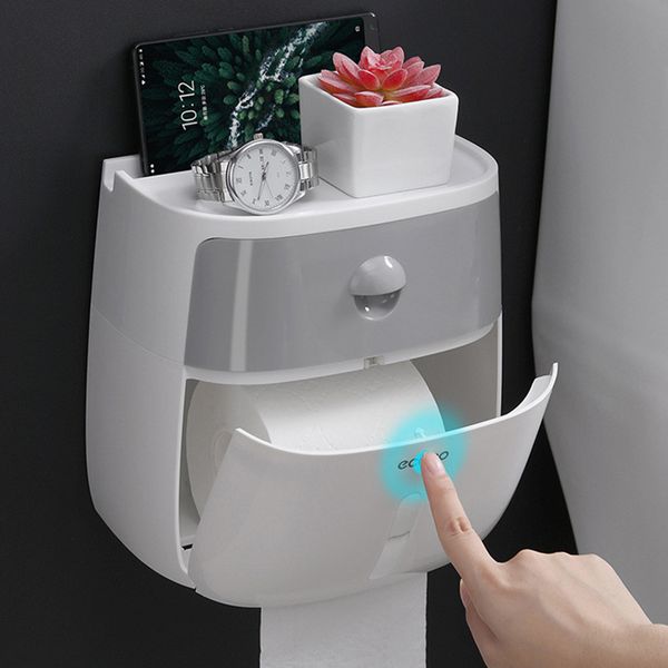 

bathroom punch double-layer tissue box waterproof bath toilet tissue holder wall mounted kitchen paper storage box shelf