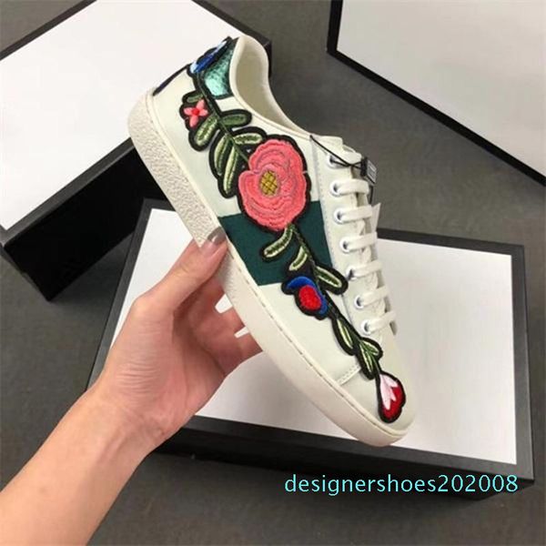 

designer shoes ace shoes black casual sneakers eather bee embroidery rhinestone shoes men women genuine leather sneakers d08