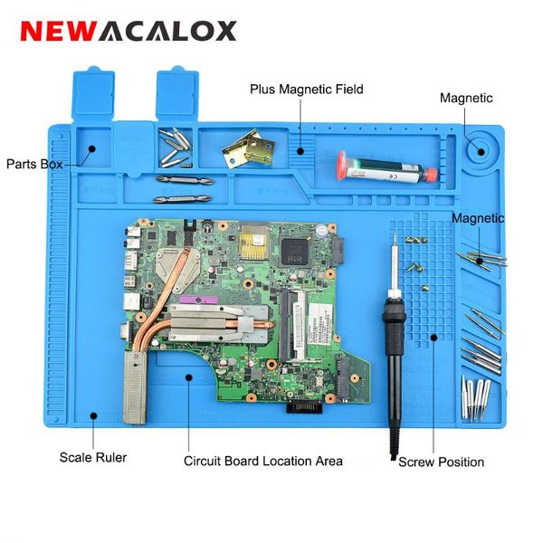 

newacalox 45x30cm insulation silicone pad heat gun bga soldering station magnetic maintenance platform mat welding repair tool