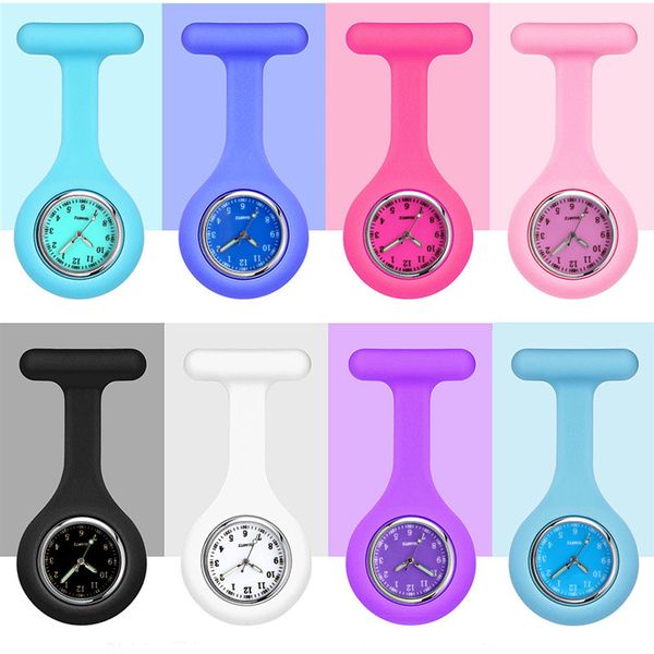 

fashion nurses watches doctor fob pocket watch silicone tunic quartz clock medical nurse women watches with clip reloj de bolsillo, Slivery;golden