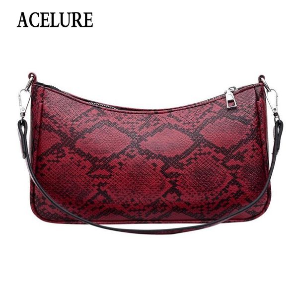 

acelure serpentine pu leather women shoulder messenger bags ladies fashion baguette bags casual all-match ladies purse small bag