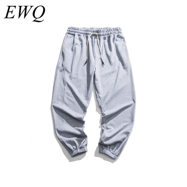 

ewq / men's wear can ship 2020 spring fashion new drawstring waist trousers tide casual solid color loose sweatpants male 9y803, Black