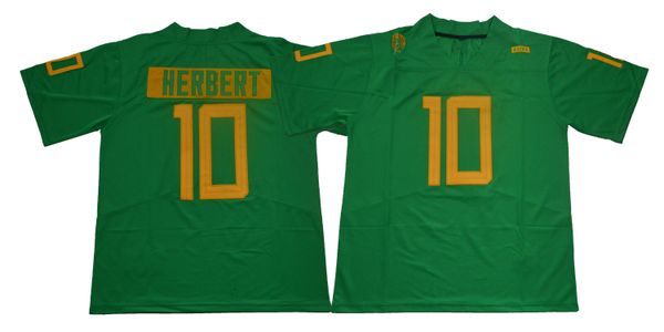 

10 Justin Herbert Jersey Football College Oregon Ducks Jerseys Home Away White black Green Size S M L XL 2XL