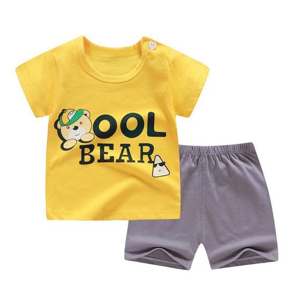 

clothing sets cartoon summer clothes baby suits toddler short sleeve t-shirt kids shorts two-piece set boy girl casual, White