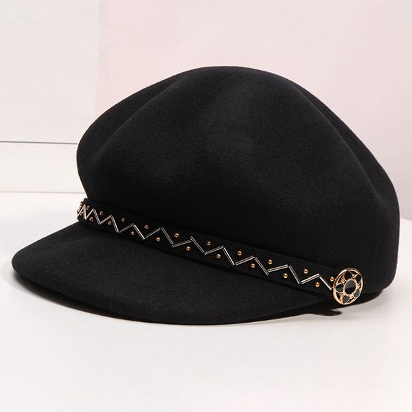 

women retro cap beret british wool octagonal cap fall winter korean style fashion street hats, Blue;gray