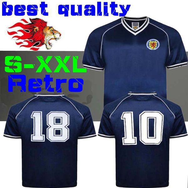 

1982 scotland retro soccer jersey home blue world cup 82 83 dalglish strachan miller souness hansen george wood football shirts s-xxl, Black;yellow