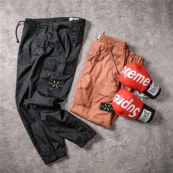 

mens overalls retro brand new pants men outdoor travel multi-pocket ykk zipper elastic webbing badge design perfect details trousers, Black