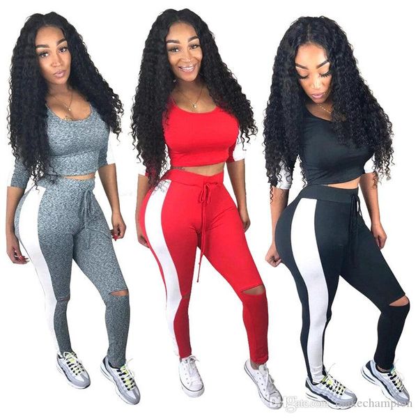

striped panelled designer womens tracksuit high waist long sleeve womens two piece outfits sport trainning females clothing, Gray