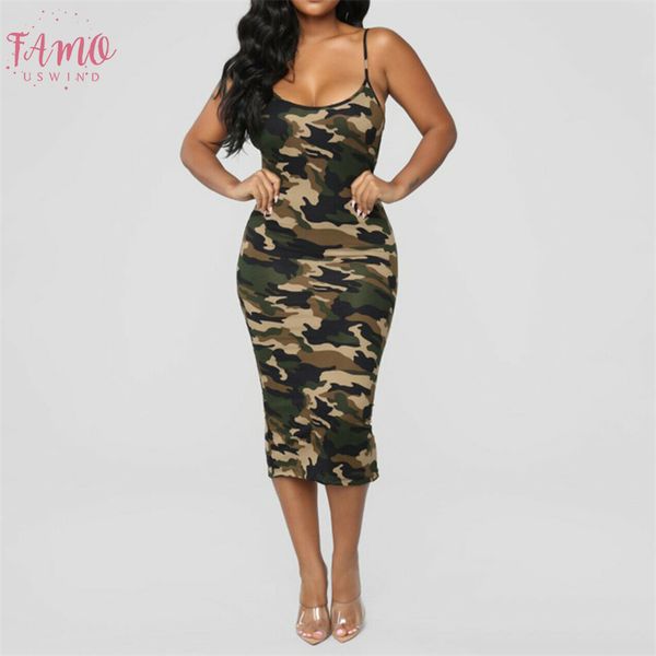 

sleeveless spaghetti strap camouflage mid calf dress women fashion o neck backless summer bodycon dress beach midi party dress 2020, Black;gray