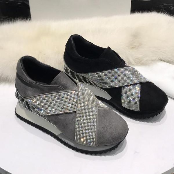 

2019 new leather ladies flat shoes fashion luxury designer nubuck leather shoes superstar brand casual shoes drilling qo0, Black