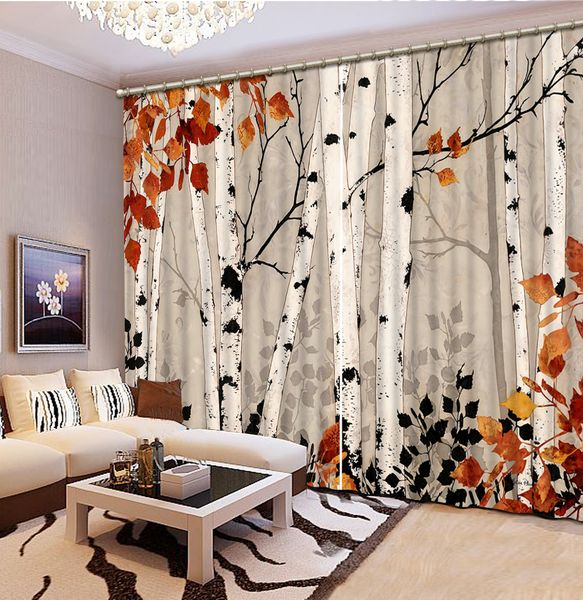 

autumn landscape nature art print, drapes living room bedroom decor 2 panels hookswindow curtain