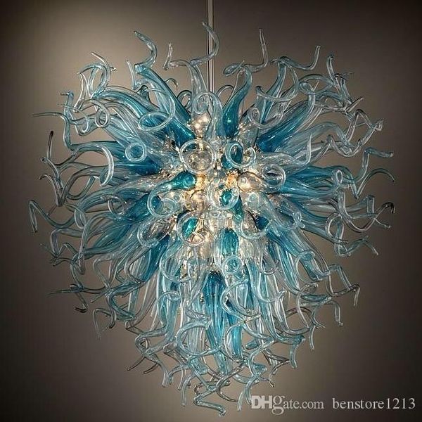 

aqua color pendant light 100% mouth blown glass chandelier lighting art romantic heart lamp bedroom popular ceiling lamp