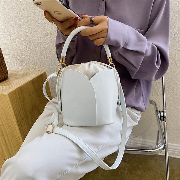 

small pu leather bucket bags for women 2020 soild color shoulder handbags and purses female travel crossbody fashion mini totes