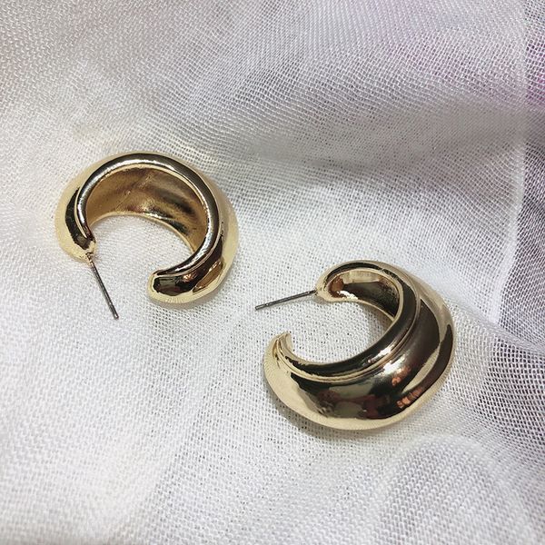 

mengjiqiao 2020 punk simple design metal hoop earrings for women statement jewelry irregular circle brincos party ear accessory, Golden