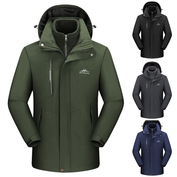

men waterproof hoodie detachable breathable sport two-piece set outdoor coat jaqueta masculino chaqueta hombre veste homme, Black;brown