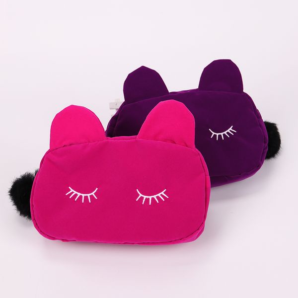 

cute lady cosmetic bag cat hairball zipper pouch travel toiletry storage bag pouch women trip makeup bag