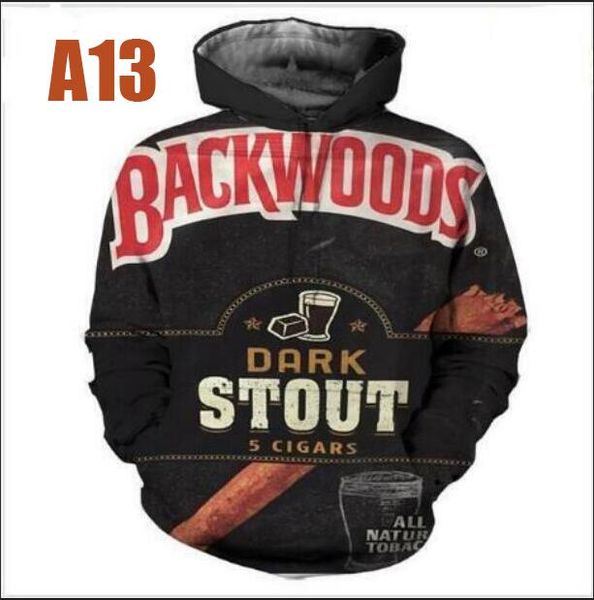 

release new fashion man women designer perfect harajuku style backwoods 3d print long sleeve hoodies casual sportswear, Black