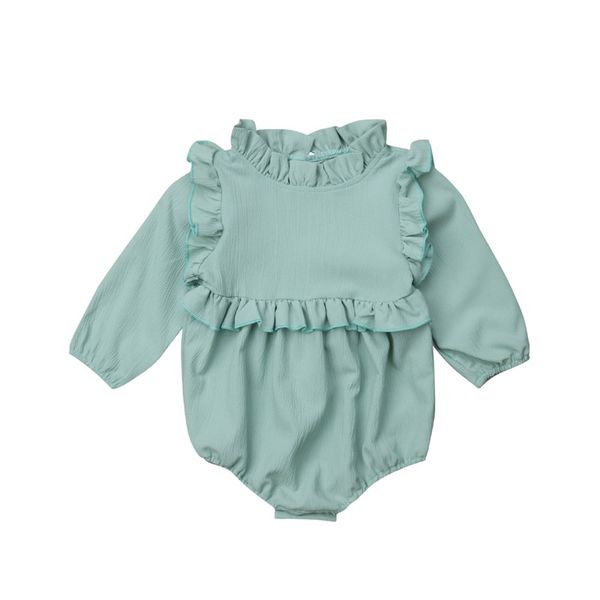 

новорожденные боди 2020 baby girls clothing princess solid ruffles ropa боди bebe хлопок боди топы наряды, Blue