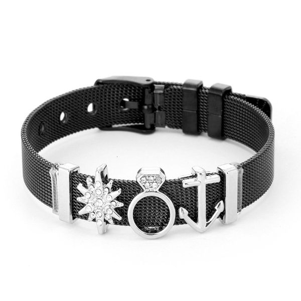 

black stainless steel reticular bracelet diy silver snow an crown lovers bracelet, Golden;silver