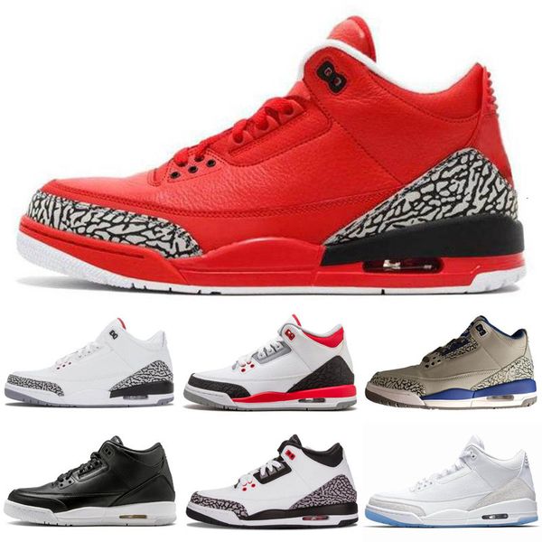 

mocha 3s tinker jumpman 3 iii men kids basketball shoes katrina knicks rivals throw line quai 54 wolf grey man sports sneakers, Black