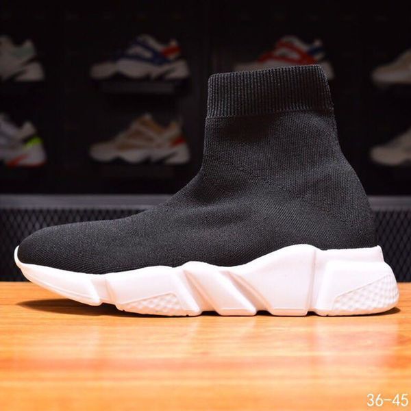 

супер классический дизайн спортивной обуви скорость тренер красный черный и белый многоцветной тройной плоский черный моды носок сапоги повс, Black