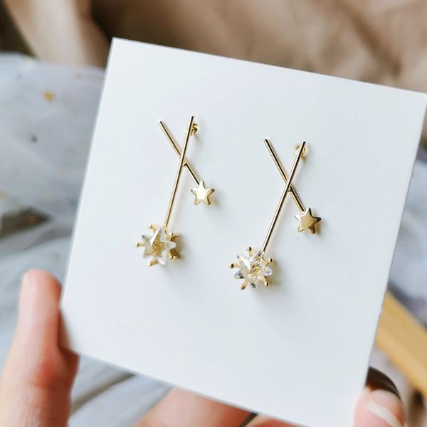 

aomu korean design cross big and small pearl flower crystal star cute stud earrings for women girl party wedding jewelry gift, Golden;silver