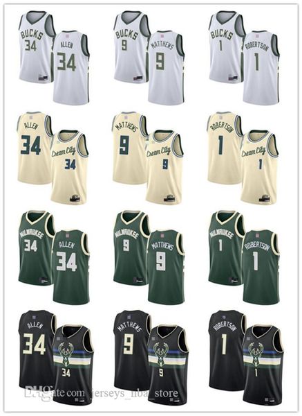 

mens womens youth milwaukee bucks 34 ray allen 1 oscar robertson 9 wesley matthews black green custom basketball jerseys 05, Black;red