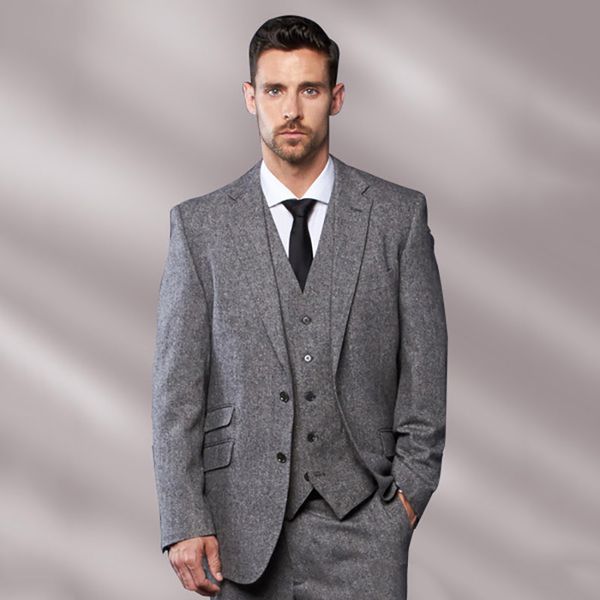 

custom grey tweed men suits fall winter classic formal wedding suits for men tuxedo with pants terno masculino 3 piece, White;black