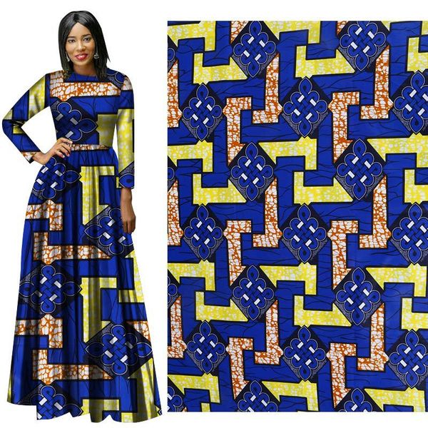 novo estilo 100% nacional azul algodão estampado tecido liso geométrica pano de impressão 116 centímetros atacado ampla moda tecido Africano