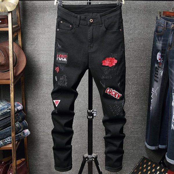men's 2020 luxury designer jeans skinny biker ripped jeans de designer pour hommes diesel men's jeans da uomo slim fit black, Blue