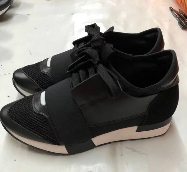 

2020 designer sneaker man woman casual shoes genuine leather mesh pointed toe race runner shoes outdoors trainers with box 39, Black