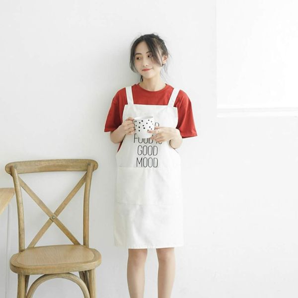 

nordic style cotton apron simple sleeveless fabric home kitchen baking apron men and women solid color sleeveless 025