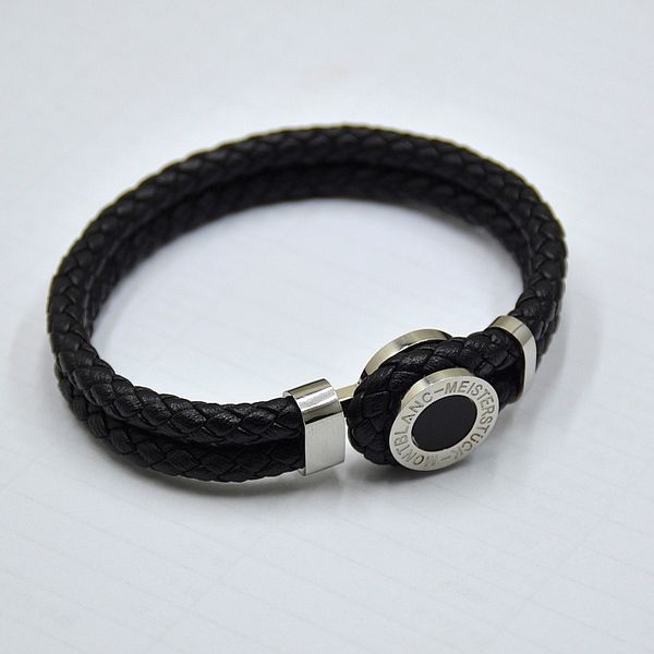 

высокое качество mb кожаные браслеты тканые античные мужские черные браслеты шарма тумблер-застежки мужские браслеты роскошные ювелирные изд, Golden;silver
