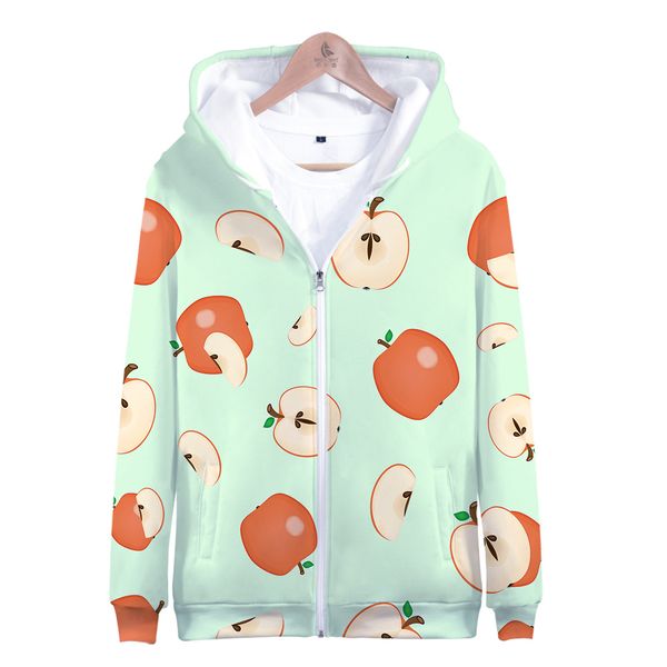 

fashion fruit costume pineapple apple banana 3d print zipper hoodies jacket men/women cute casual zipper clothes, Black