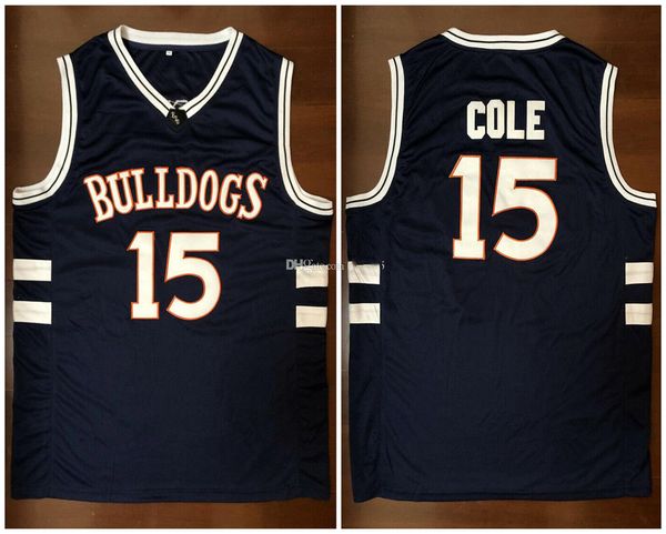 

j. cole #15 bulldogs high school retro basketball jersey mens stitched custom any number name jerseys, Black;red