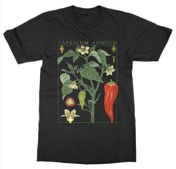 Kuakuayu hjn chili planta t-shirt botanical jardim impressão arte botany flor fruta flor camiseta