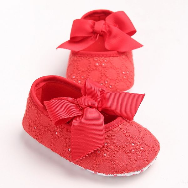

2020 newborn baby girl soft sole bow crib shoes anti-slip sneaker prewalker 0-18m, Black;red