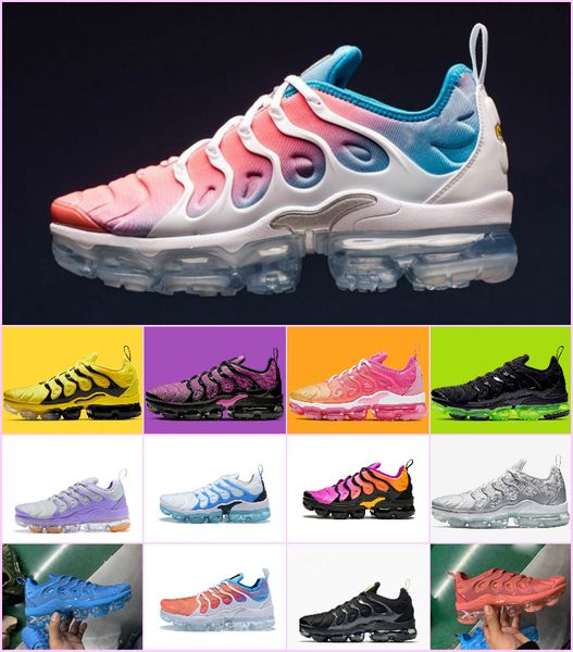 

2019 new sunset fades work blue tn plus women running shoes grape bright crimson hyper rainbow volt wolf grey tns sports sneakers chaussures